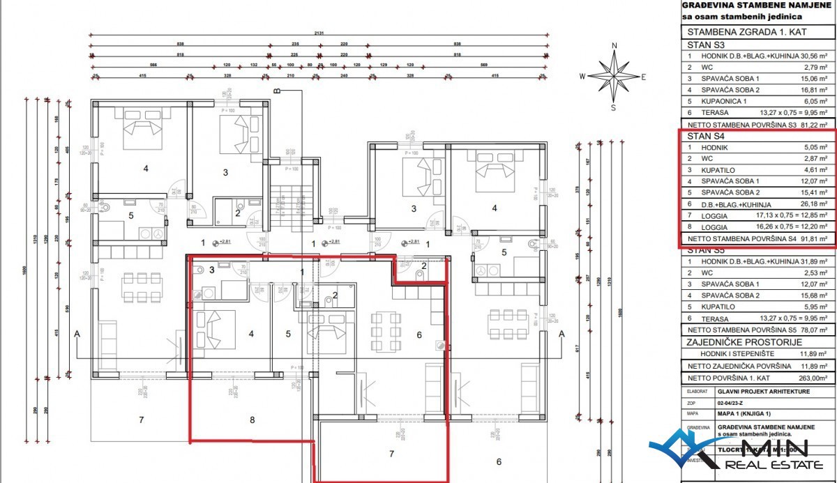 Appartamento al 1° piano con vista mare a Cittanova (S4)