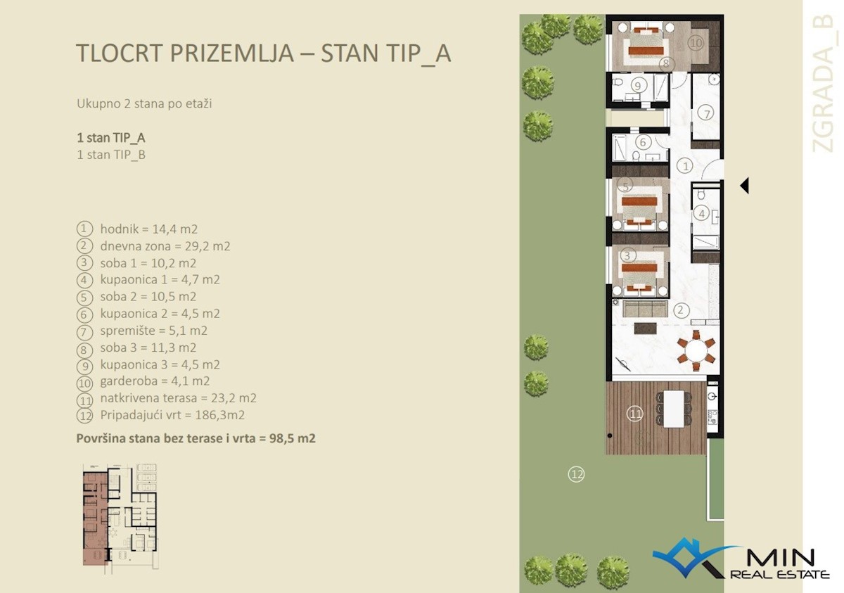 Lussuoso appartamento con ampio giardino a Cittanova (bA1)