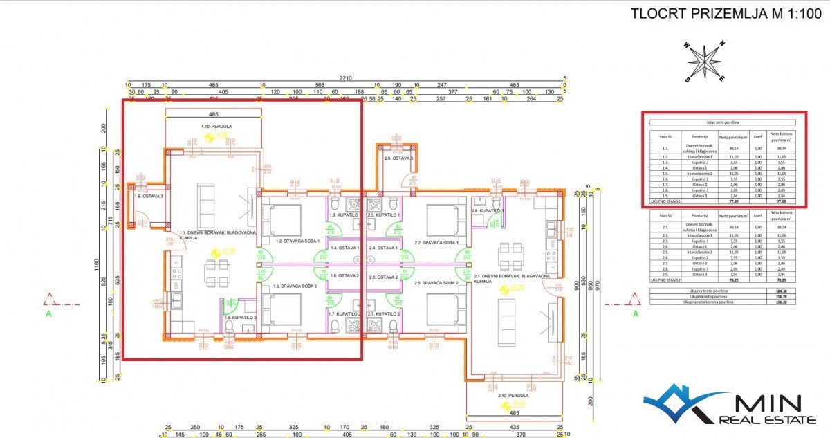 Una casa bifamiliare con piscina nelle vicinanze di Cittanova