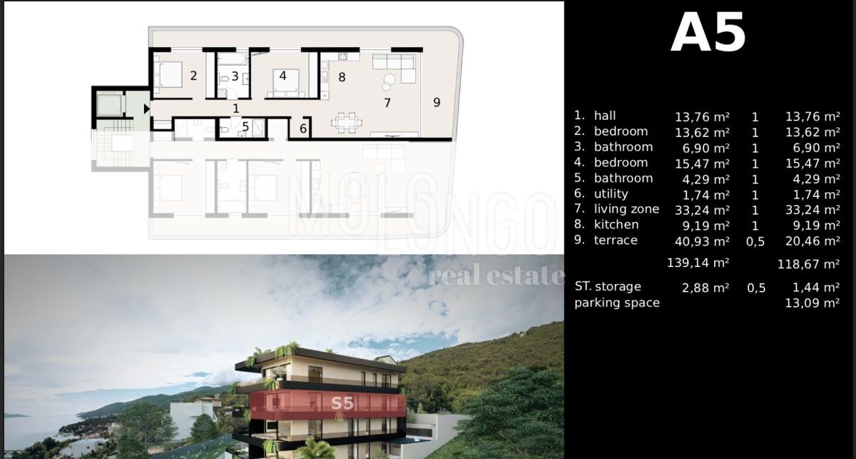Appartamento/appartamento Ičići, Opatija - Okolica, 118,67m2
