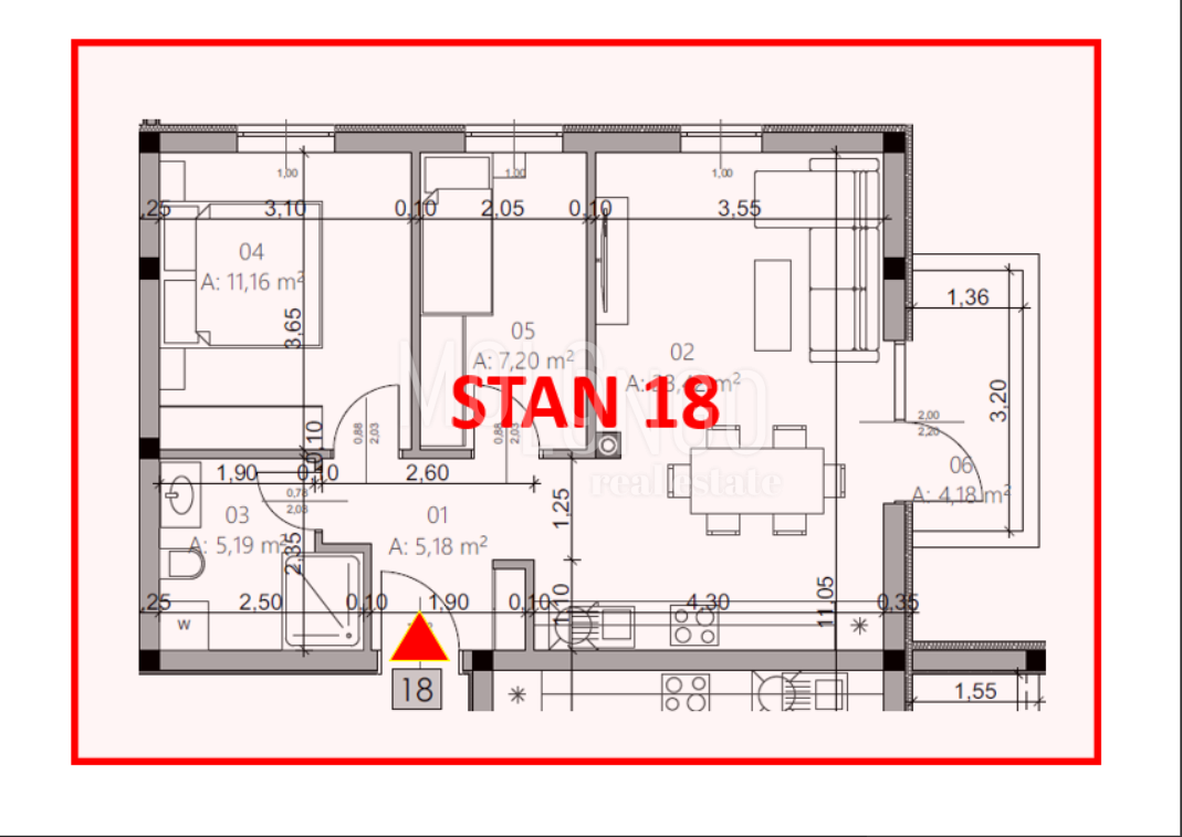 ISTRA, PULA - Novogradnja, stan 18 – 2. kat, 54,24 m²