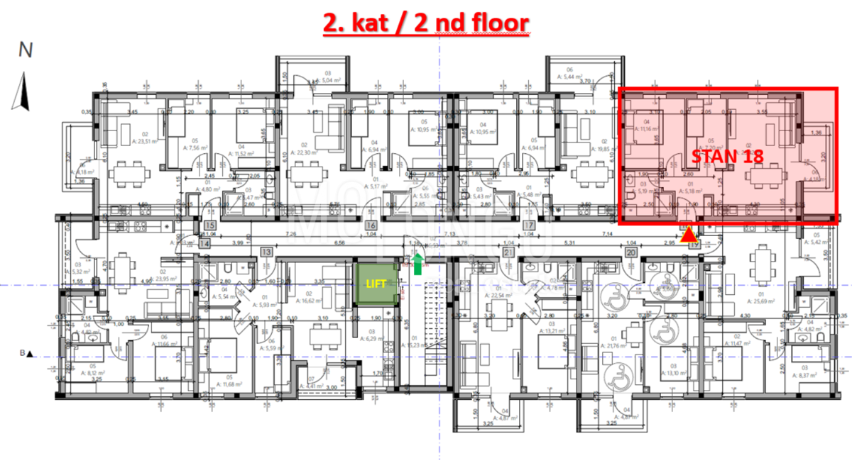 ISTRA, PULA - Novogradnja, stan 18 – 2. kat, 54,24 m²