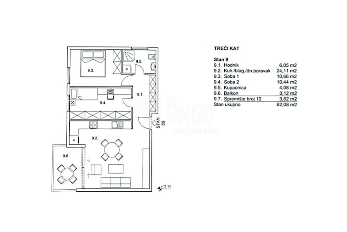 Appartamento Zamet, Rijeka, 58m2