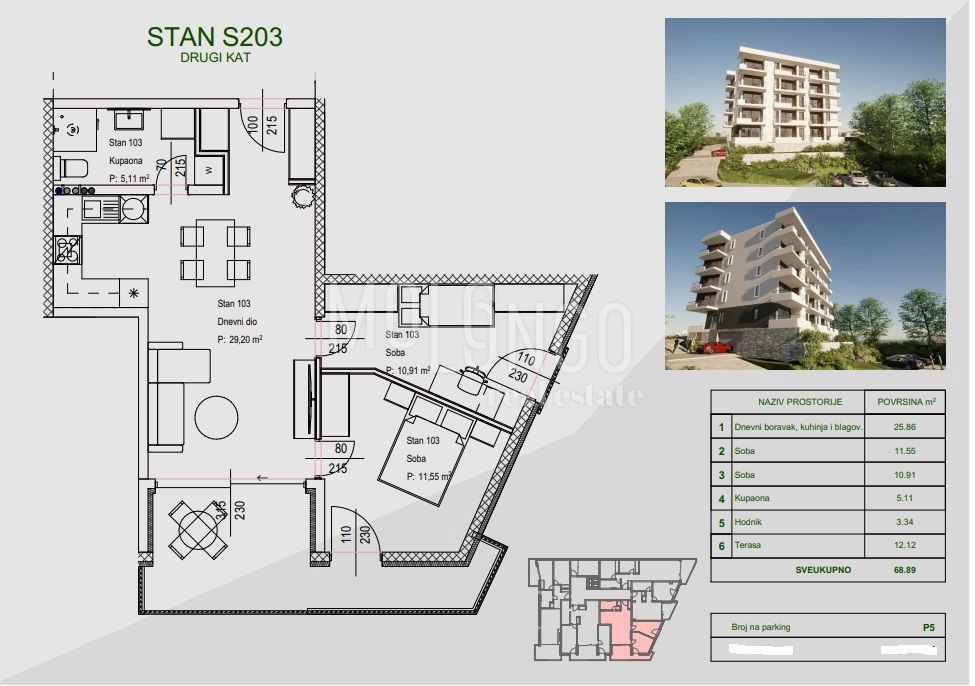 Appartamento/appartamento Zamet, Rijeka, 64,11m2