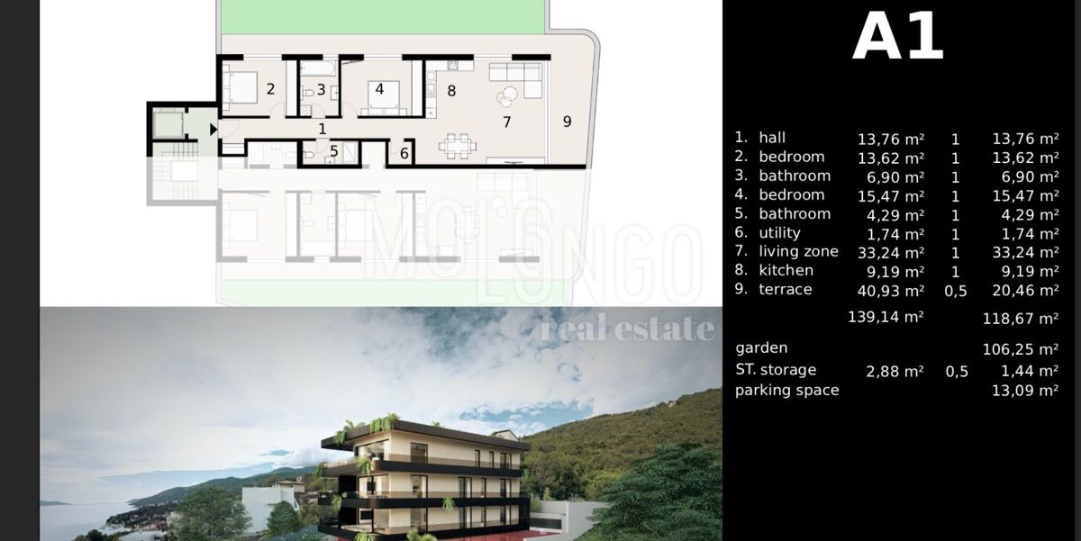 Appartamento/appartamento Ičići, Opatija - Okolica, 118,67m2
