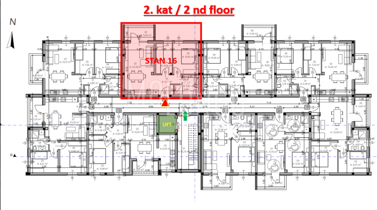 ISTRA, PULA - Novogradnja, stan 16 – 2. kat, 54,69 m²