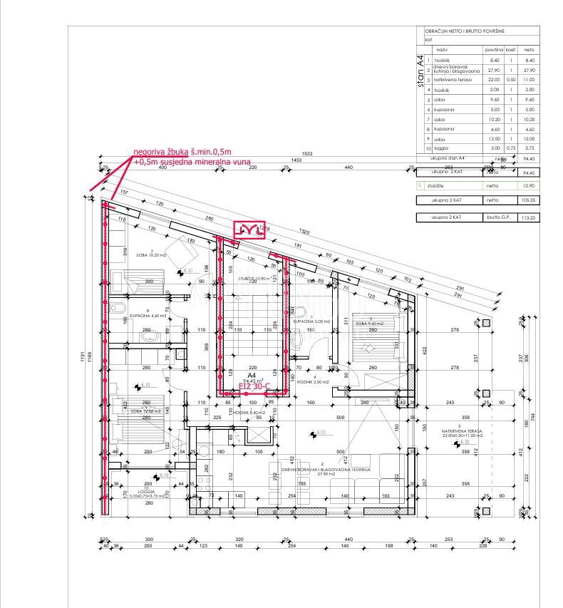 Appartamento/appartamento Monteserpo - Komunal, Pula, 105,35m2