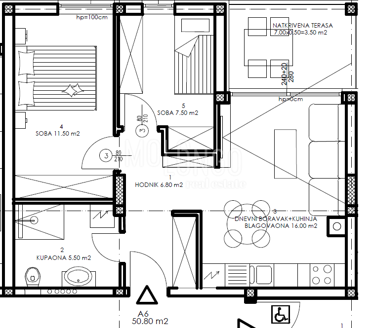 PULA – NOVOGRADNJA | Stan u prizemlju 50,80 m² | terasa | garažno parkirno mjesto