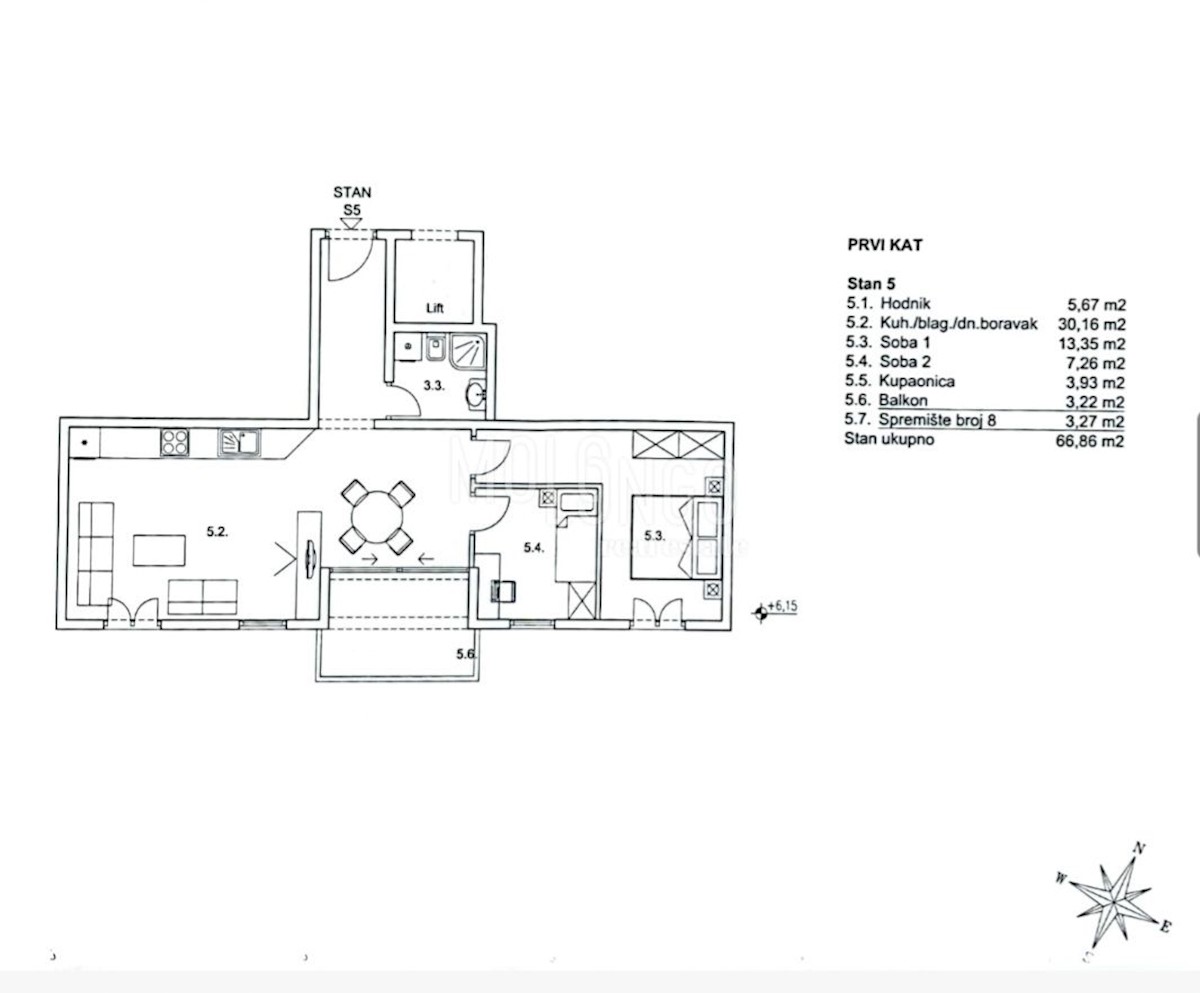 Appartamento Zamet, Rijeka, 64m2