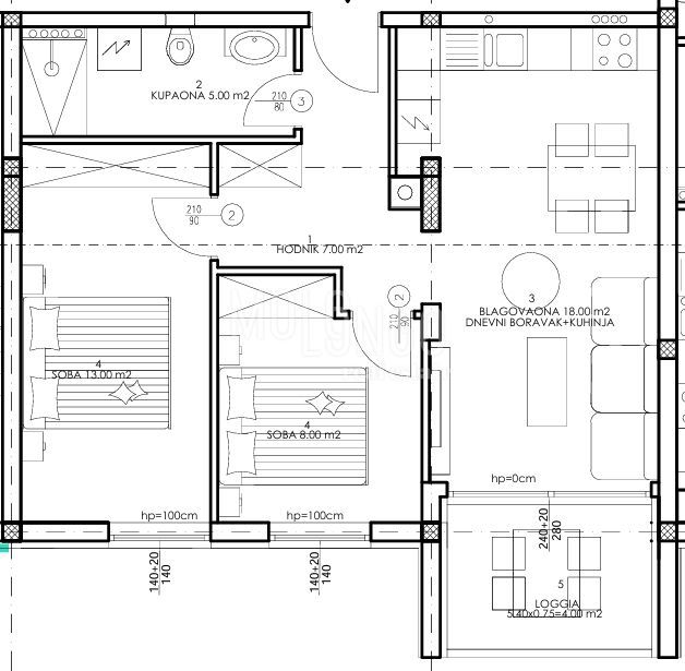 PULA – NOVOGRADNJA | Stan na 1. katu 55 m² | terasa | garažno parkirno mjesto
