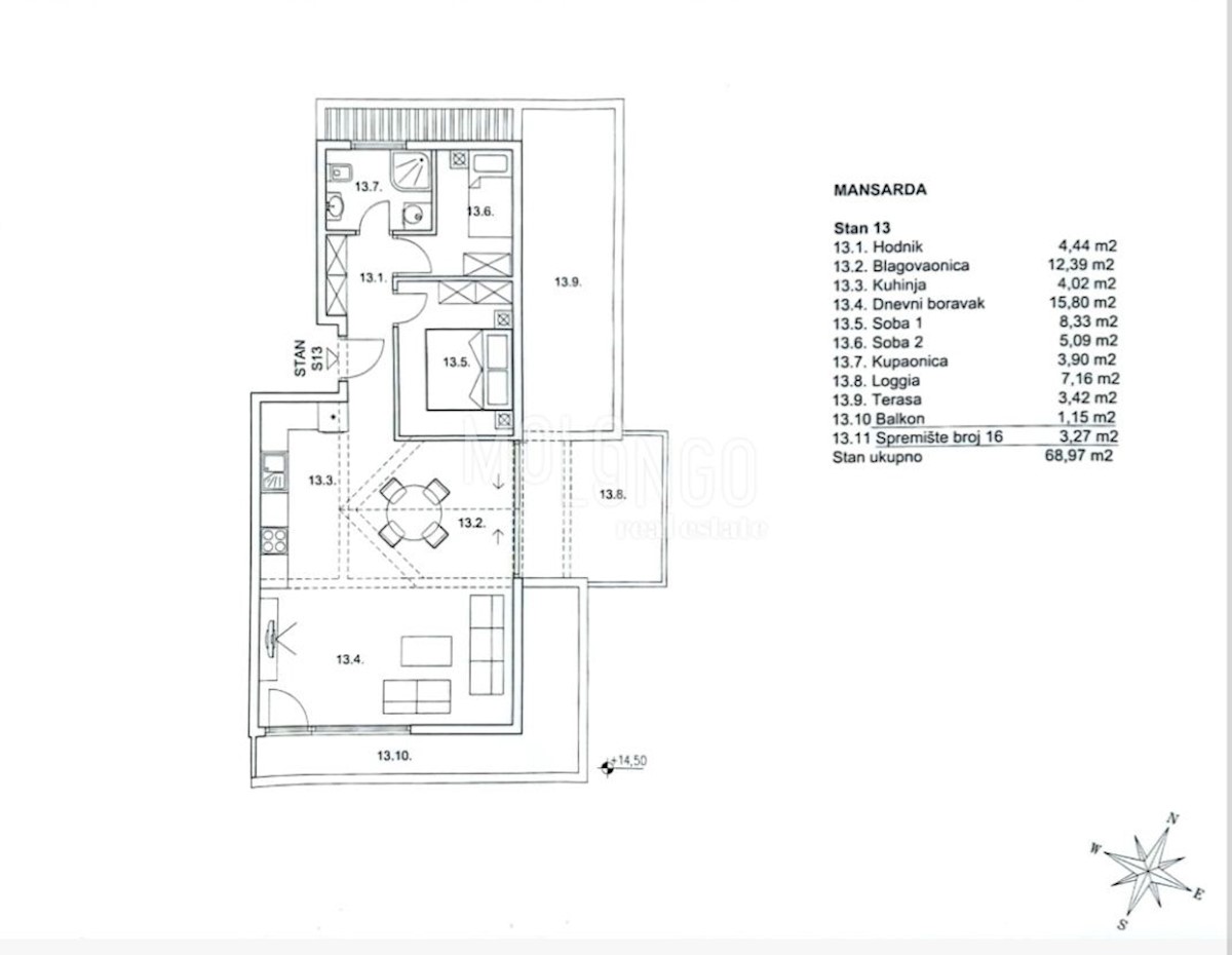 Appartamento Zamet, Rijeka, 66m2