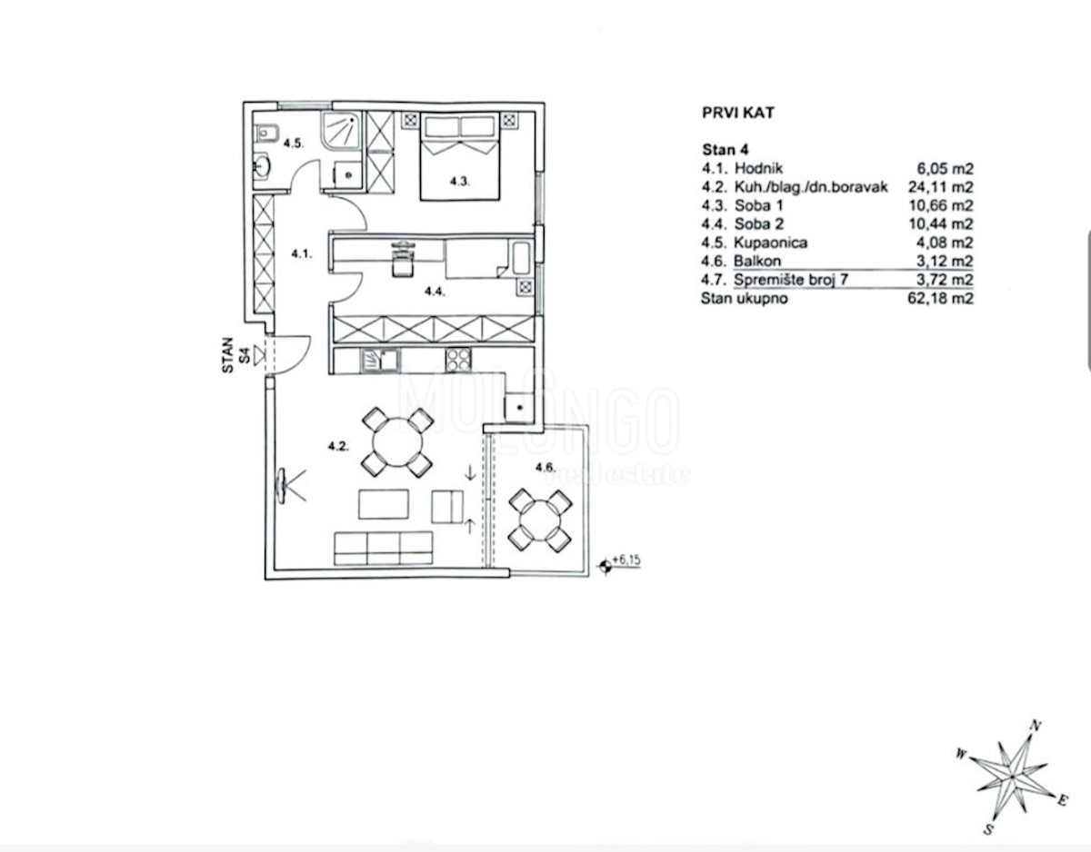 Appartamento Zamet, Rijeka, 58m2