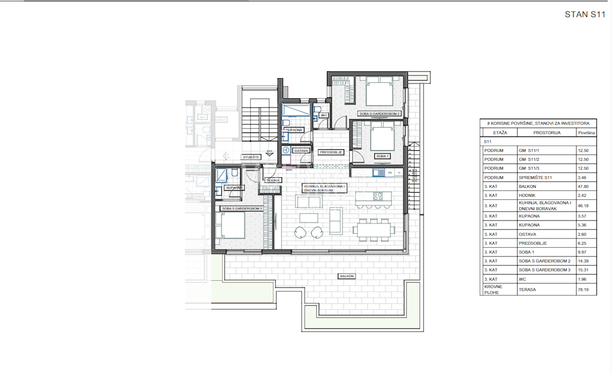 Appartamento Trsat, Rijeka, 119,10m2