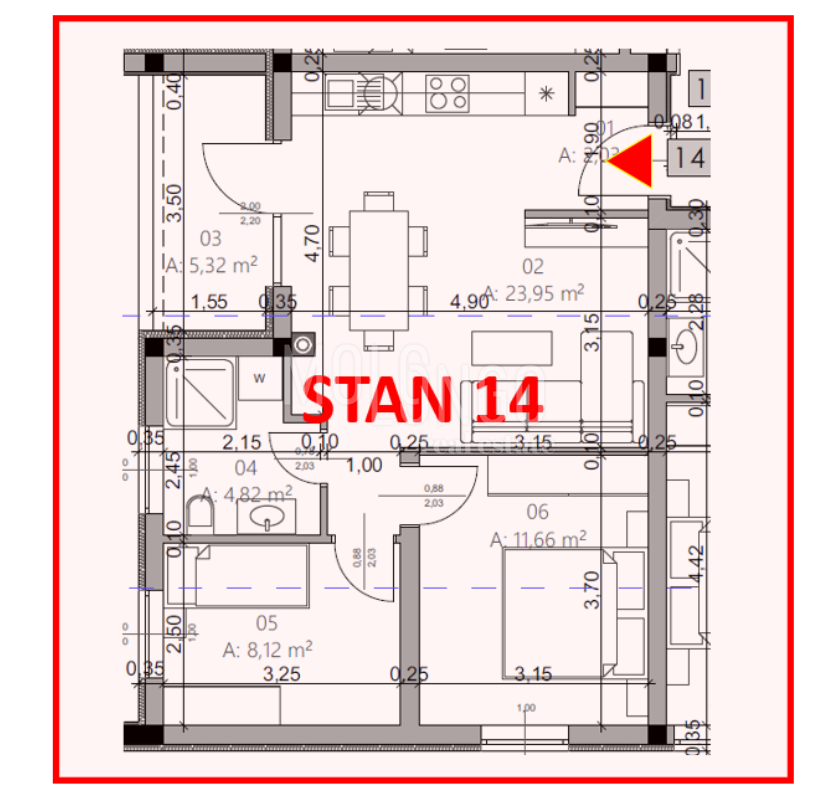 ISTRA, PULA - Novogradnja, stan 14 – 2. kat, 54,57 m²