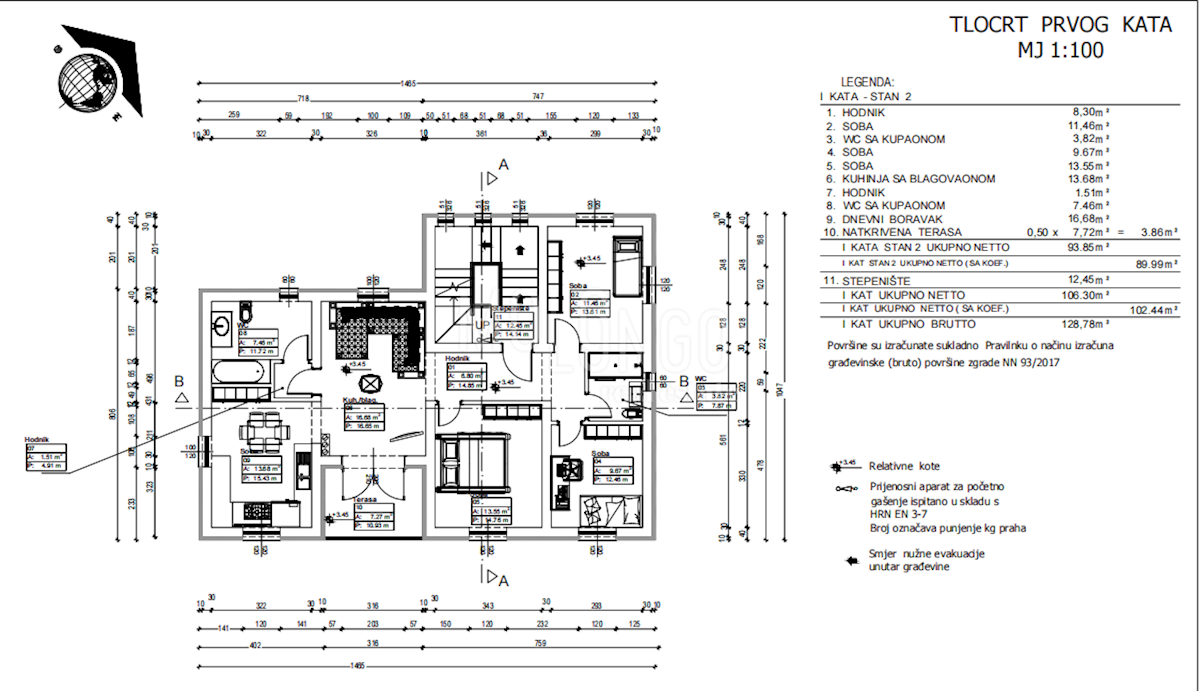 Appartamento Žegoti, Kastav, 102,44m2