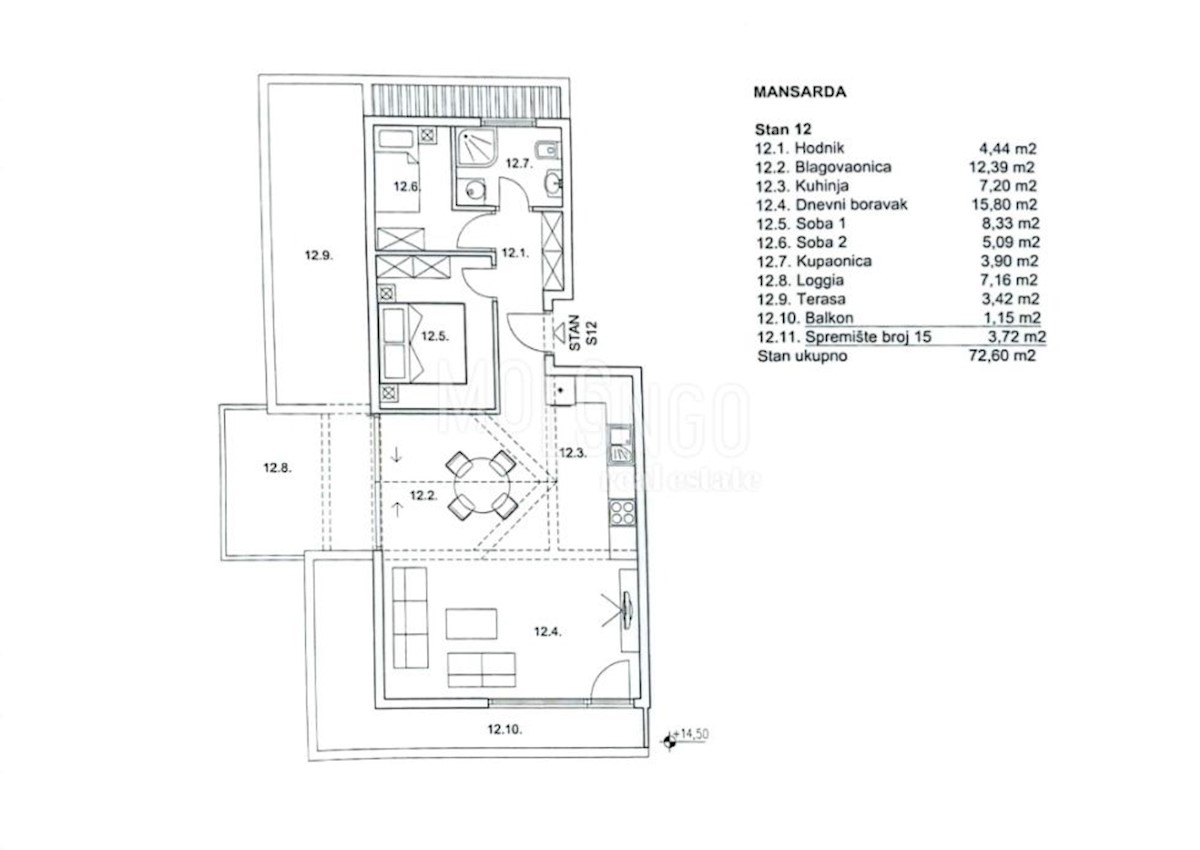 Appartamento Zamet, Rijeka, 68m2