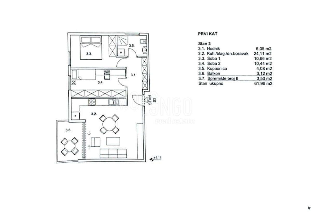 Appartamento Zamet, Rijeka, 58m2