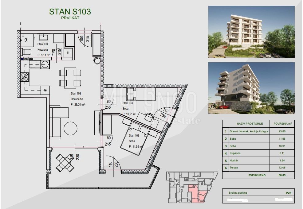 Appartamento/appartamento Zamet, Rijeka, 64,11m2