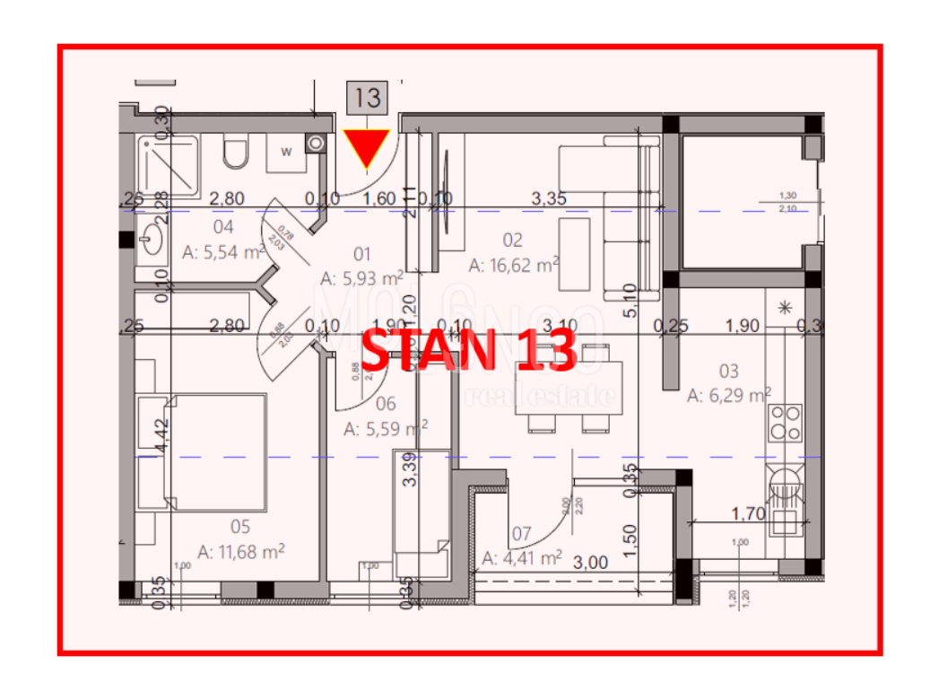 ISTRA, PULA - Novogradnja, stan 13 – 2. kat, 54,96 m²