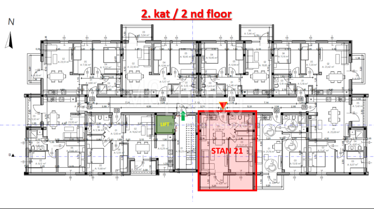 ISTRA, PULA - Novogradnja, stan 20 – 2. kat, 42,96 m²