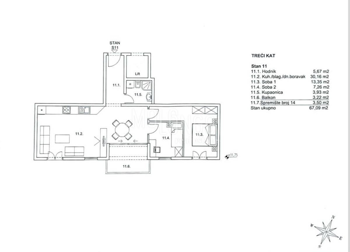 Appartamento Zamet, Rijeka, 64m2