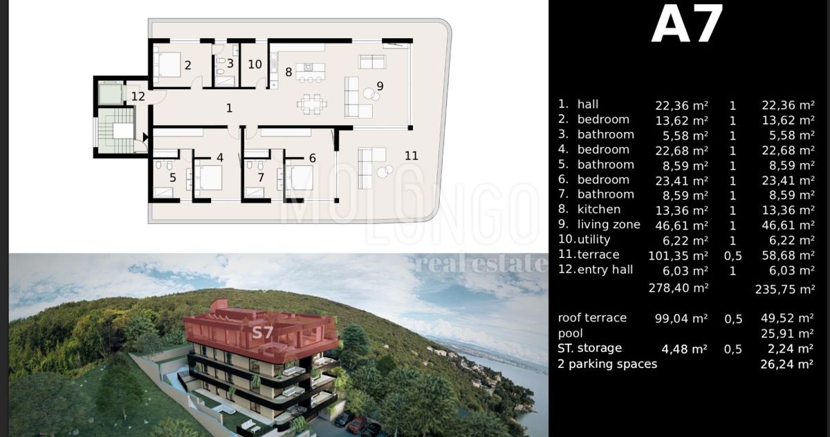 Appartamento/appartamento Ičići, Opatija - Okolica, 118,67m2