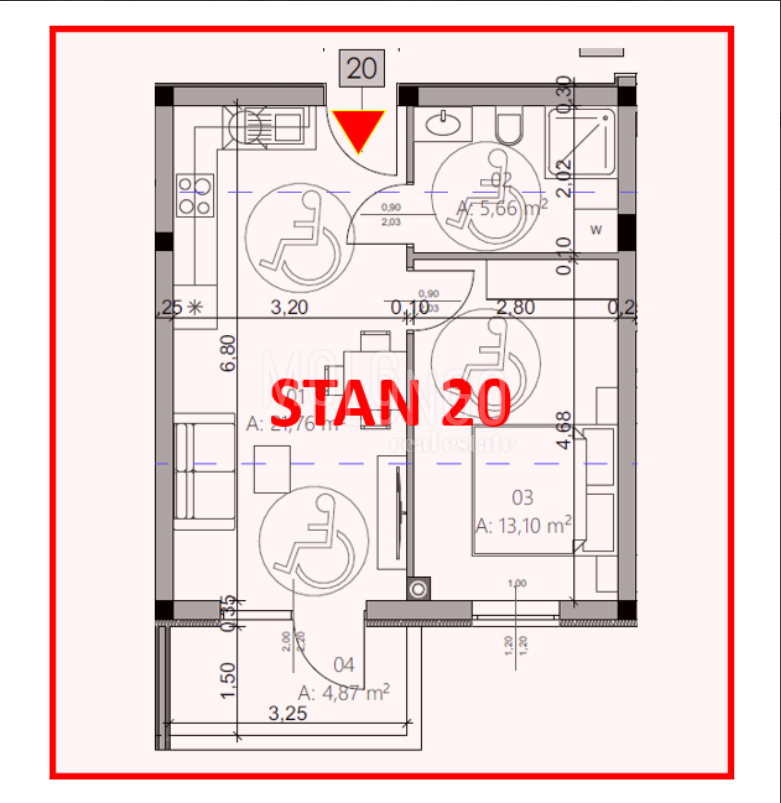 ISTRA, PULA - Novogradnja, stan 20 – 2. kat, 42,96 m²