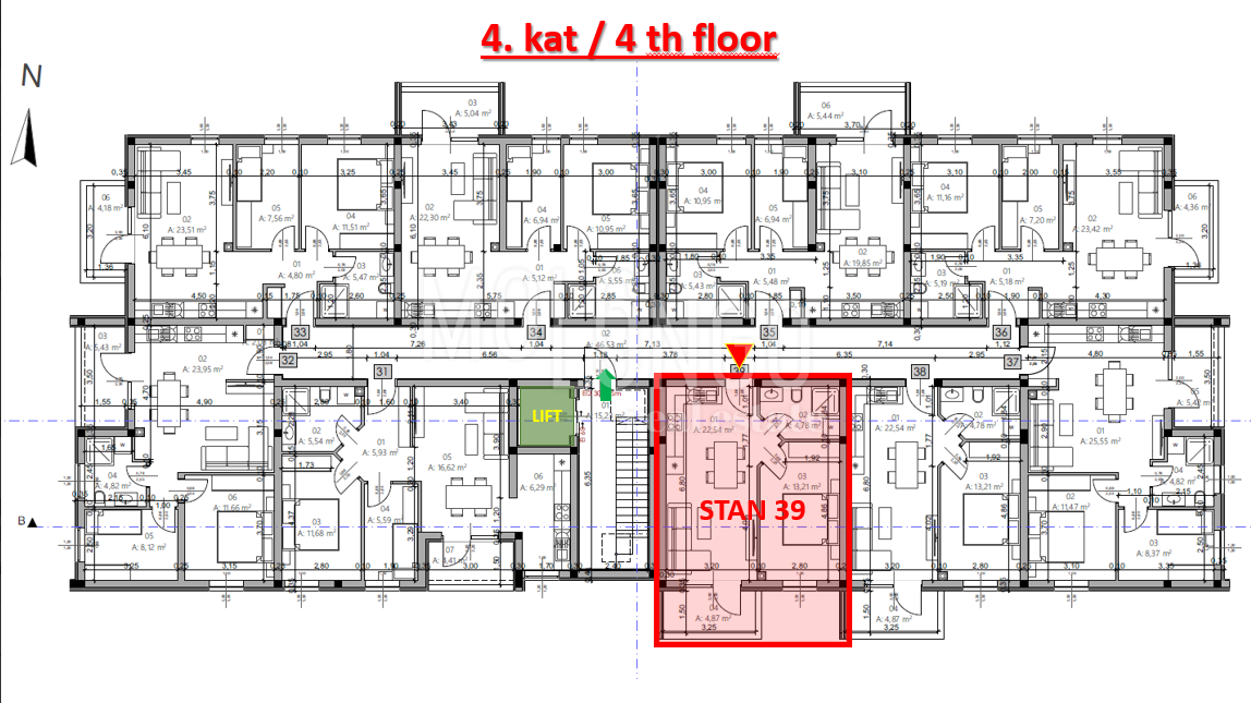 ISTRA, PULA - Novogradnja, stan 39 – 4. kat, 42,97 m²