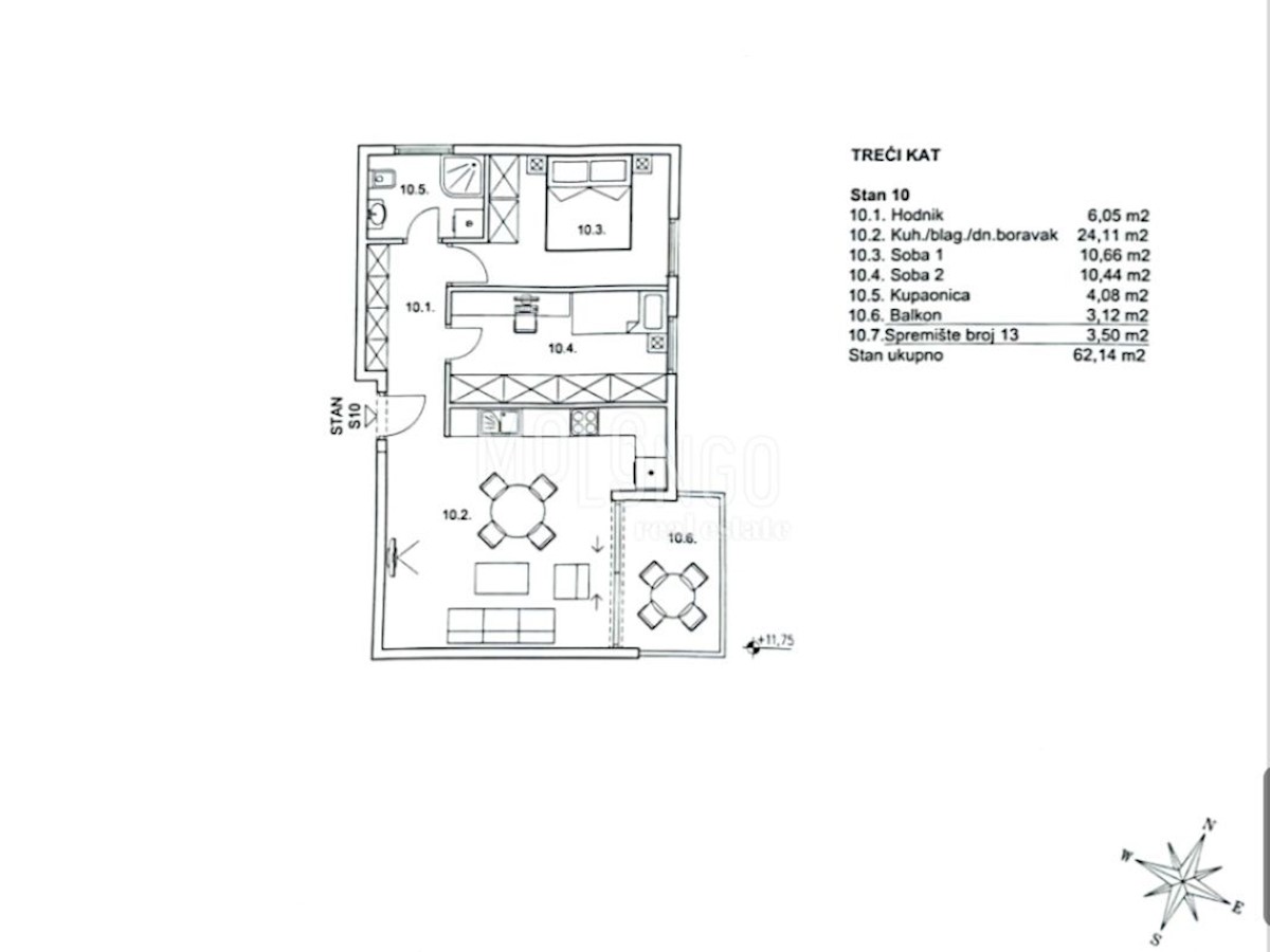 Appartamento Zamet, Rijeka, 58m2