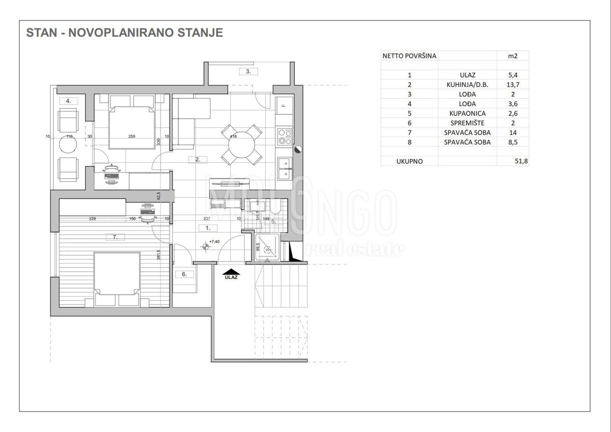 Appartamento/appartamento Poreč, 51,90m2