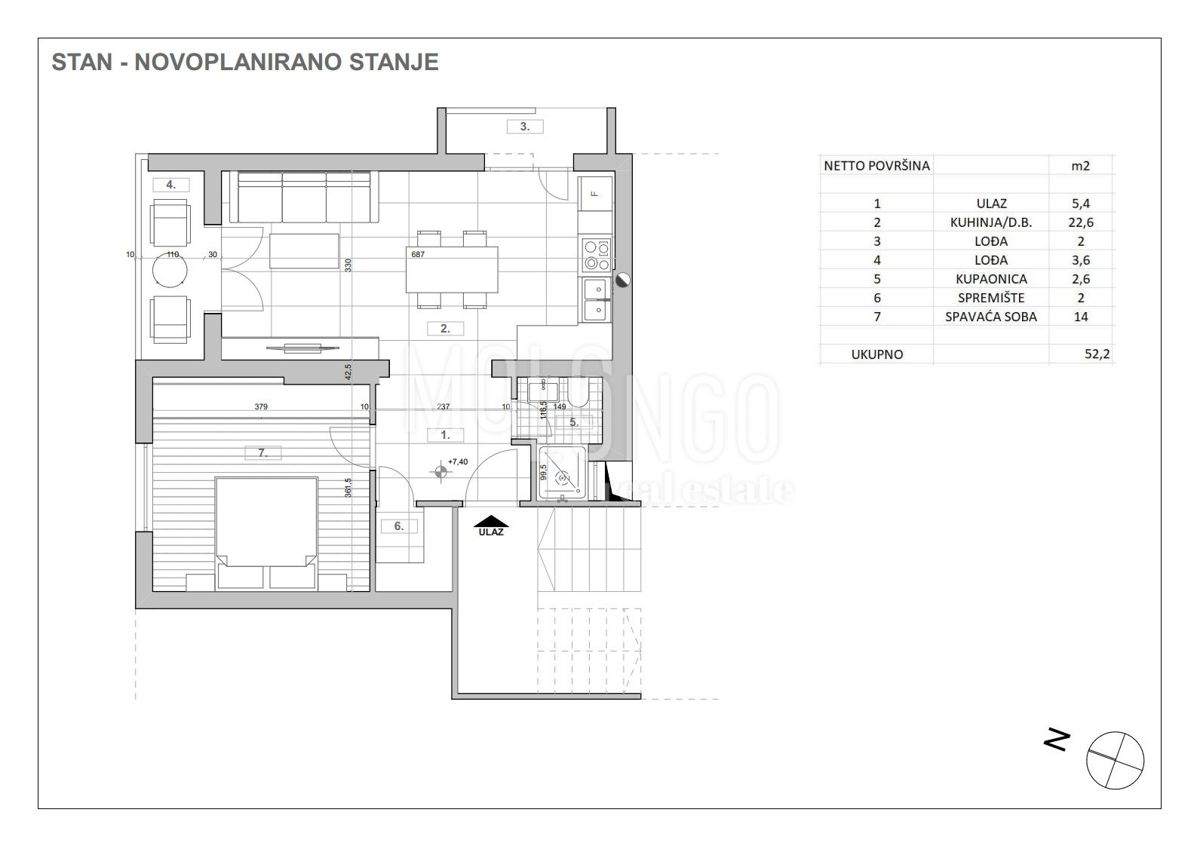 Appartamento/appartamento Poreč, 51,90m2