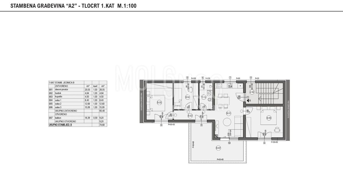 Appartamento/appartamento Centar, Pula, 75m2