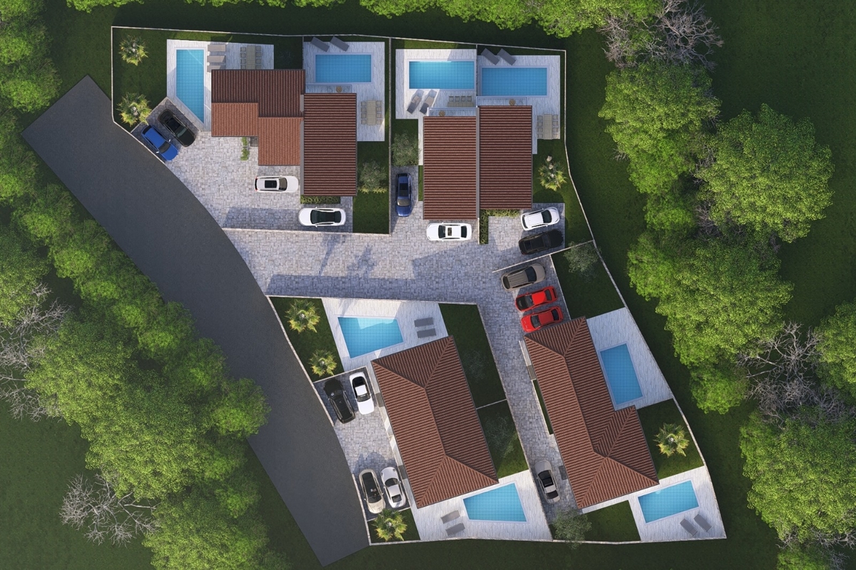 MALINSKA - Nuova costruzione! Casa bifamiliare con piscina e vista mare