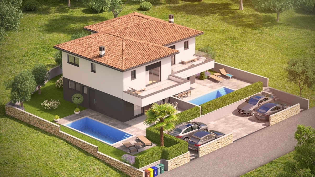 MALINSKA - Casa bifamiliare con piscina e vista mare