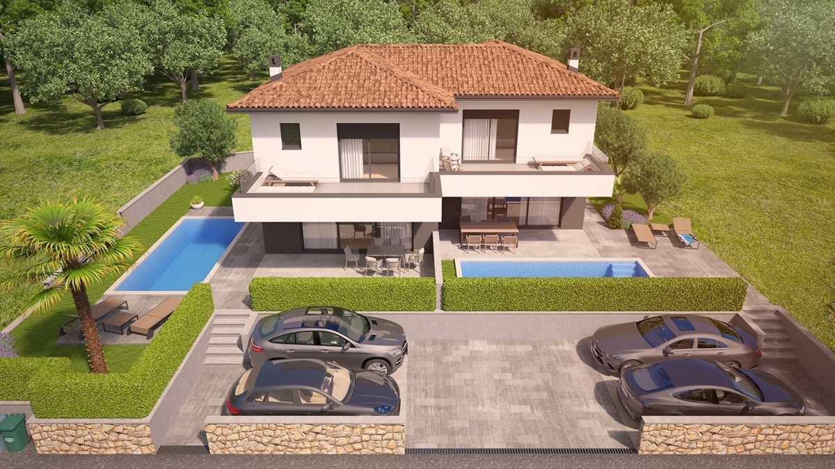 MALINSKA - Casa bifamiliare con piscina e vista mare