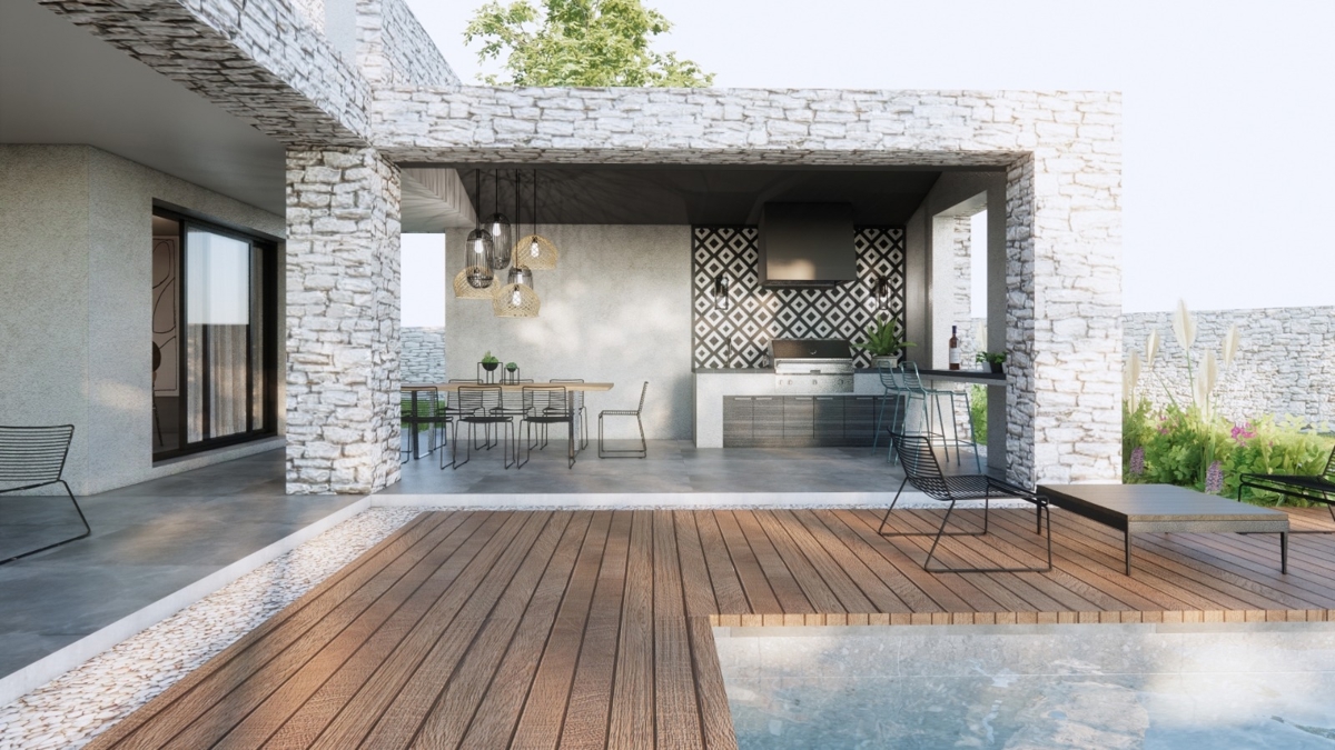 KRK - Lussuosa villa in pietra con piscina e vista panoramica sul mare