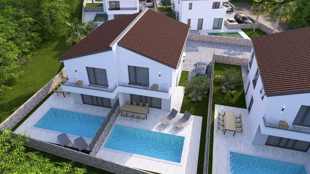 ISOLA DI KRK, MALINSKA - Lussuosa casa bifamiliare con piscina e vista mare