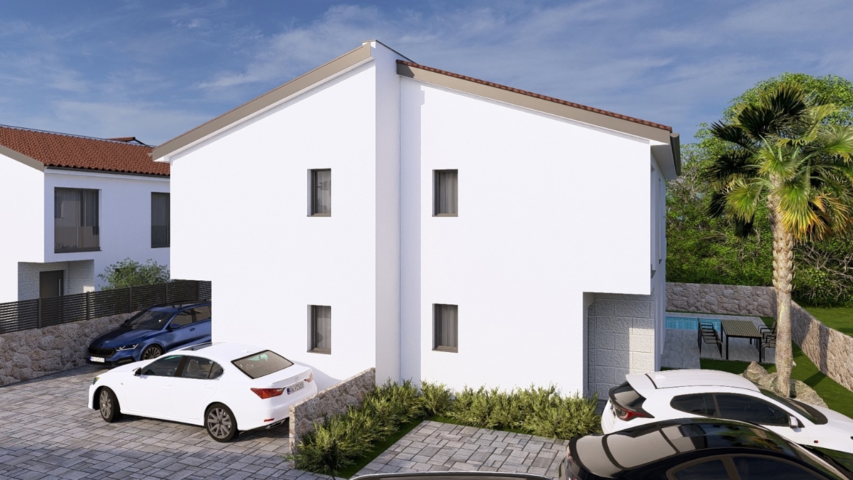 ISOLA DI KRK, MALINSKA - Lussuosa casa bifamiliare con piscina e vista mare