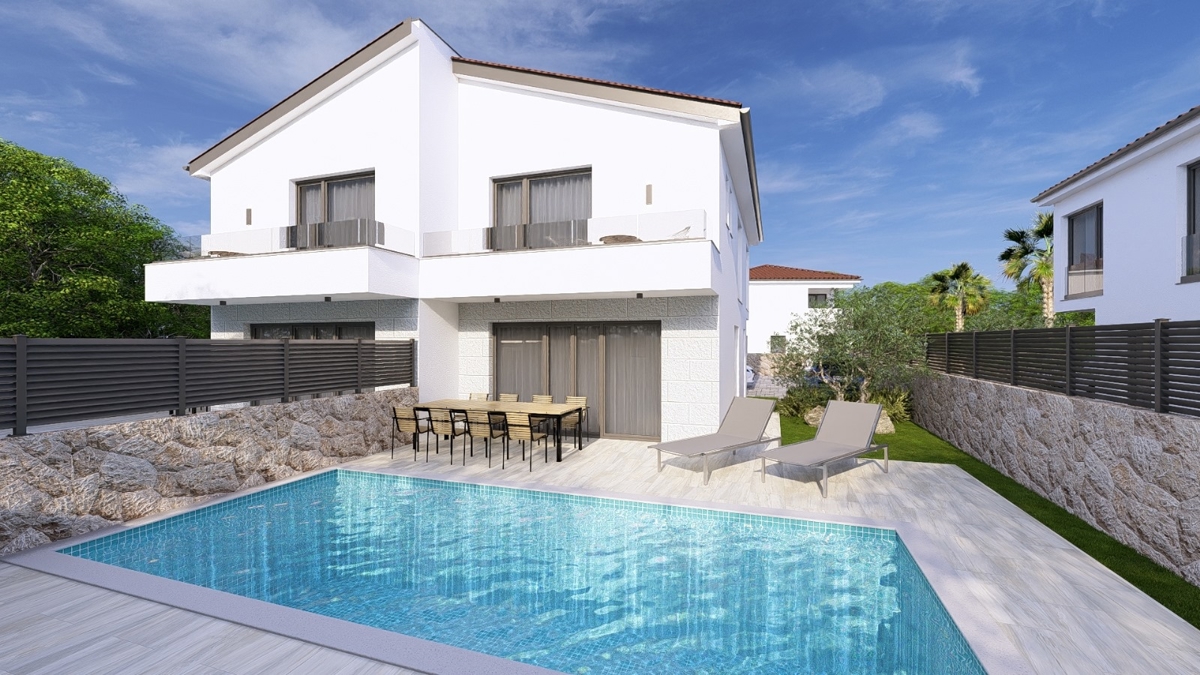 ISOLA DI KRK, MALINSKA - Lussuosa casa bifamiliare con piscina e vista mare