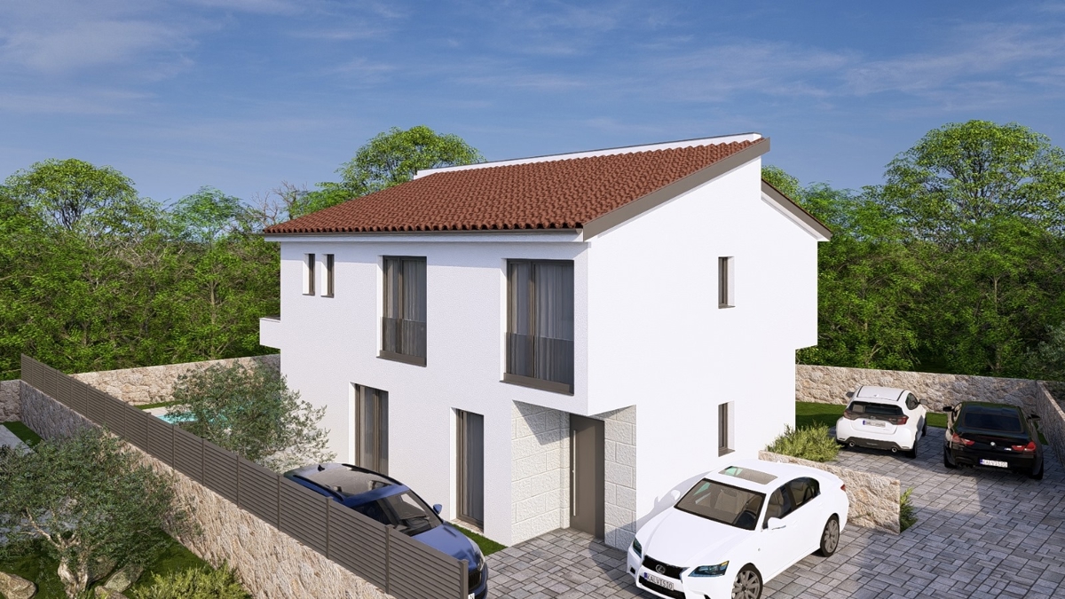 ISOLA DI KRK, MALINSKA - Lussuosa casa bifamiliare con piscina e vista mare