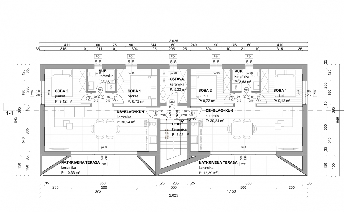 Zona BAŠKA - Appartamento con due camere da letto e due posti auto, nuova costruzione