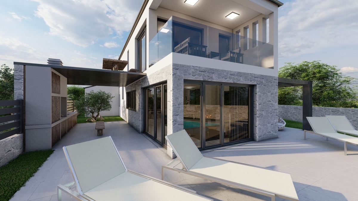 ISOLA DI KRK, MALINSKA - Casa moderna con piscina, vista mare e garage