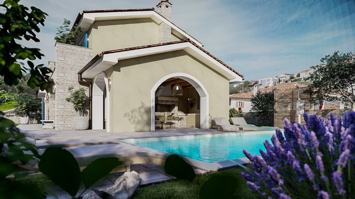 LINARDIĆI - Villa rustica con piscina e vista aperta sul mare