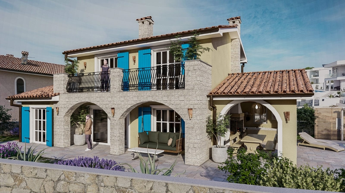 LINARDIĆI - Villa rustica con piscina e vista aperta sul mare