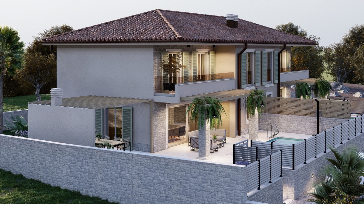 MALINSKA, ISOLA DI KRK - Casa bifamiliare con piscina e vista mare