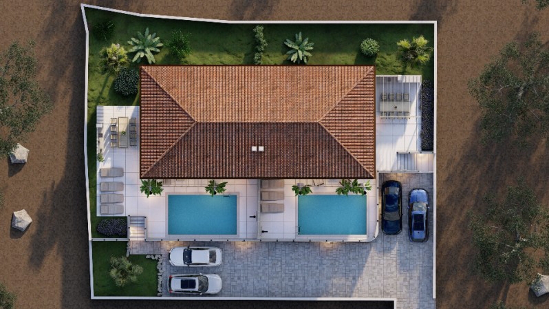 MALINSKA, ISOLA DI KRK - Casa bifamiliare con piscina e vista mare