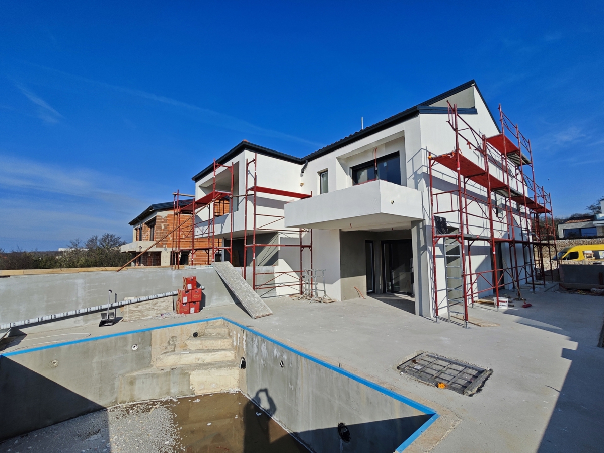 Malinska, Isola di Krk - Moderna casa bifamiliare con piscina e vista mare