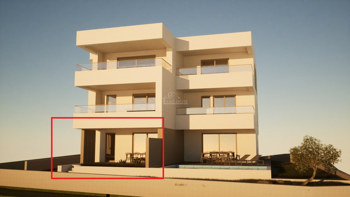 Vodice - Appartamento di lusso S1 con giardino in una posizione tranquilla, nuova costruzione