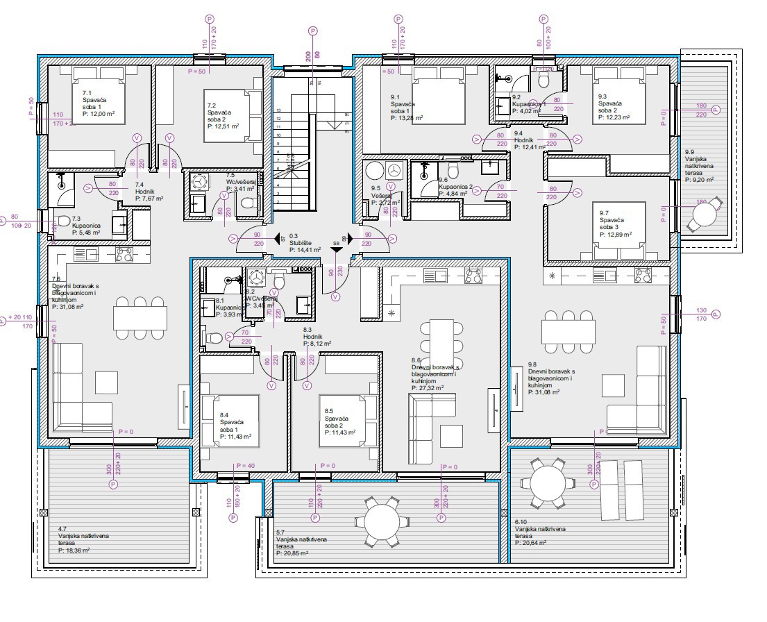 Vodice - Appartamento trilocale S9, secondo piano, vista mare - OCCASIONE