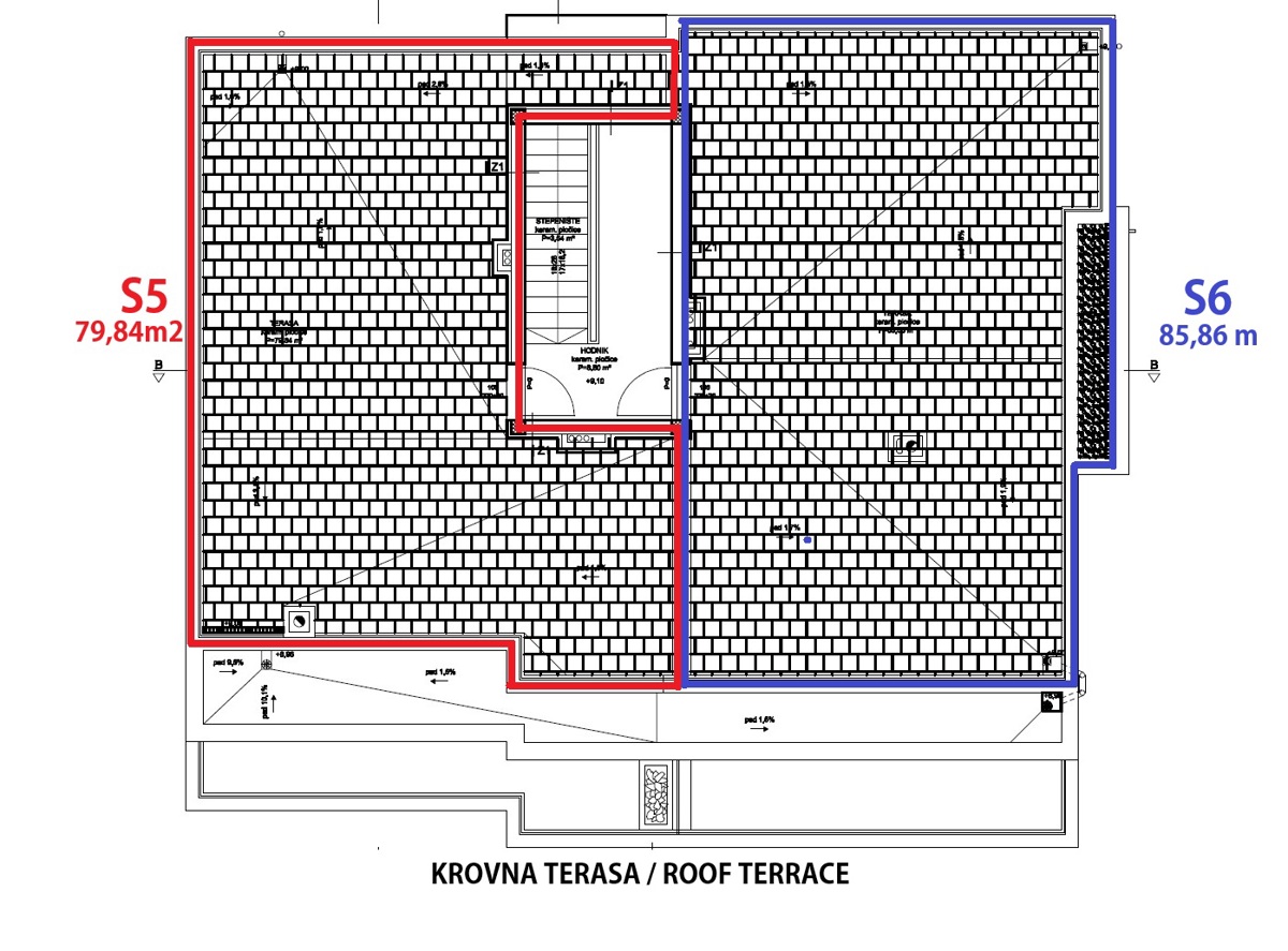 Vodice - Appartamento di lusso S6 con terrazza sul tetto, secondo piano